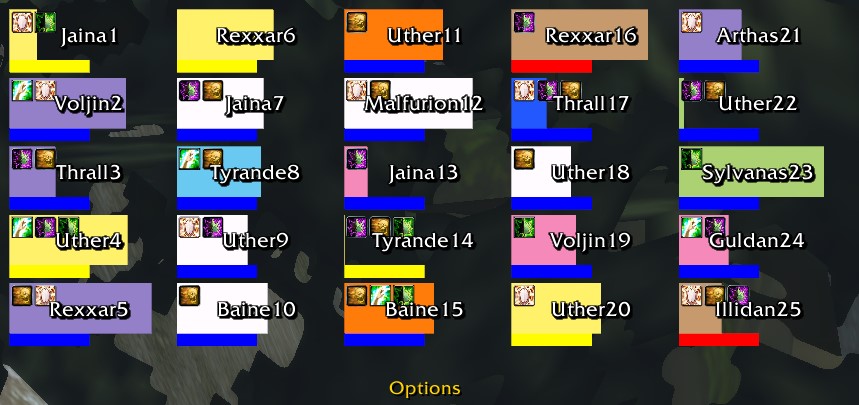 Modernized look, sharp edges, class colours, resource bars